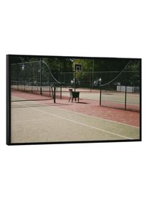 Poster with black frame "Abandoned Basketball Court" artboxONE Framed Poster