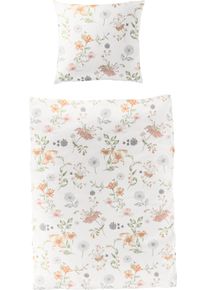 Bierbaum Bettwäsche »Landhaus Blumen«, (2 Tlg.), 100 % Baumwolle, Bio-Mako-Satin Qualität orange B/L: 155 cm x 220 cm (1 St.) Satin...