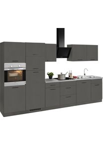 Wiho-Küchen Wiho Küchen Küchenzeile »Esbo«, Mit E-Geräten, Breite 340 Cm grau, Größe B: 340 cm B: 340 cm made_in_germany, Pflegeleichte Oberfläche