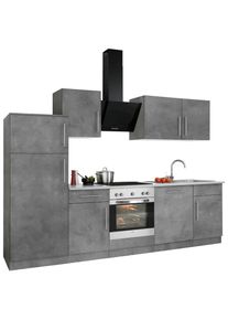 Wiho-Küchen Wiho Küchen Küchenzeile »Cali«, Mit E-Geräten, Breite 280 Cm grau, Größe B: 280 cm B: 280 cm made_in_germany, Mit 28 mm starker Arbeitsplatte