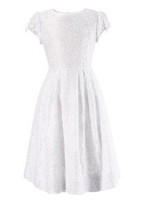 Turi Landhaus Trachtenkleid, Aus Spitze Mit Satinband weiß, Größe 140 - N-Gr, Angeschnittener Ärmel mit Gummizug und kleiner Masche