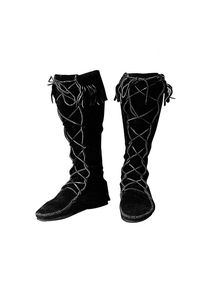 Moccasin Boots black with Fringe