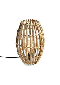 Qazqa Landelijke tafellamp bamboe met wit - Canna Capsule