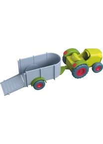 Haba Speelgoed-tractor Little Friends - tractor met aanhangwagen tractoren maat 9 cm x 28 cm x 8 cm groen