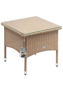 Casaria® Tavolino da appoggio polyrattan grigio 50x50x45cm