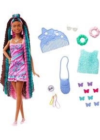 Barbie Totally Hair Puppe (schwarze Haare) im Schmetterlings-Print Kleid, Puppe