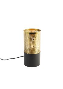 Qazqa Industriële tafellamp zwart met goud - Raspi