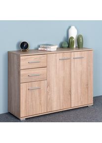 Casaria&reg; Credenza cassettiera rovere con 3 ante e 2 cassetti