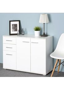 Casaria&reg; Credenza cassettiera bianca con 3 ante e 2 cassetti