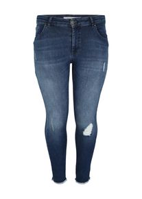 Only Carmakoma Dames Jeans 'Willy' blauw denim / lichtbruin 35-36