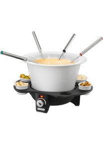 Unold Elektro-Fondue »Élégance 48645«, Mit Sechs Saucen-Töpfchen schwarz-weiß, Cool TOUCH - wärmeisoliertes Heizteil mit rutschfesten Füßen