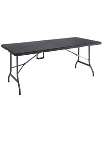 Casaria® Table de jardin noire 180 x 75cm pliable aspect polyrotin
