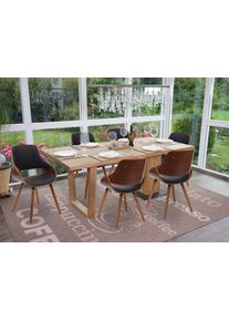 6er-Set Esszimmerstuhl HWC-D23, Küchenstuhl Stuhl, Retro-Design ~ Kunstleder schwarz