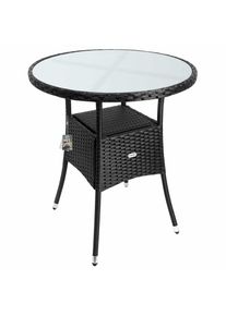 Casaria® Tavolino da giardino rotondo nero polyrattan Ø60cm