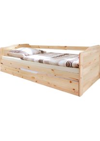 Ticaa Funktionsbett »Melinda«, Kiefer, Mit 2 Rollrosten beige, Größe Liegefläche B/L: 90 cm x 200 cm , Praktisches Sofabett