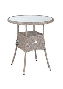 Casaria® Tavolo da giardino rotondo nero polyrattan Ø60cm