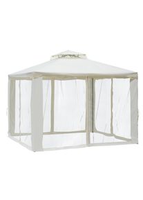 Outsunny 3 x 3 Meter Metal Gazebo Garden Outdoor 2-tier Roof Marquee Party Tent Canopy Pavillion Patio Shelter W/ Netting | Aosom Ireland