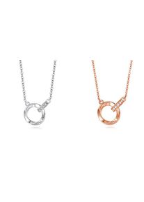 Double Loop Sterling Silver & Crystal Necklace - 2 Colours