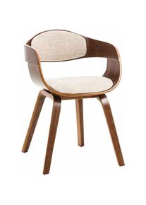 Décoshop26 - Chaise de bureau sans roulettes visiteur en tissu et bois design retro et confort maximal noyer crème