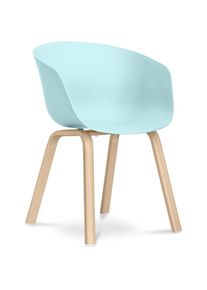Chaise Heylys design scandinave - Mat Bleu pastel - pp, Métal finition effet bois - Bleu pastel