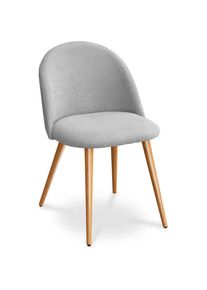 Chaise de salle à manger Evelyne Design Scandinave Premium Gris clair - Métal finition effet bois, Lin, Bois - Gris clair