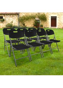 Skylantern - Lot 8 Chaise Pliable Noires 44x46x50 cm - 8x Chaise Pliante Noire Robuste - Lot de 8 Chaise Pliante Confortable Pratique pour Jardin,