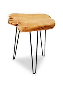 FRANKYSTAR Table basse industrielle design en bois de cèdre et fer forgé avec bords