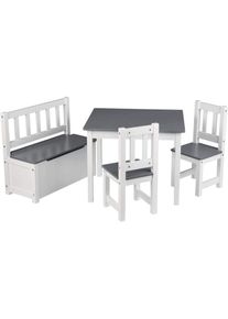 1 Table + 2 chaises + 1 Coffre à Jouets pour Enfants en mdf . Blanc+Gris - WOLTU