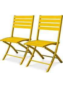 Citygarden - marius - Lot de 2 chaises de jardin en aluminium moutarde - city garden - Jaune moutarde