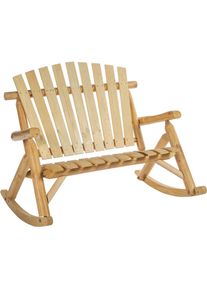 Outsunny - Fauteuil de jardin Adirondack à bascule 2 places rocking chair style néo-rétro assise dossier ergonomique bois naturel de pin