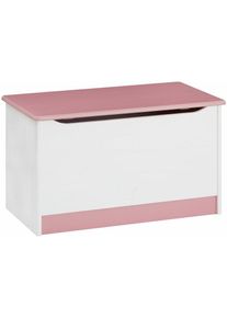 Idimex Coffre à jouets HANNAH coffre de rangement pin massif lasuré blanc rose - Blanc/Rose