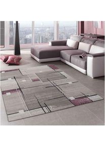 Tapis salon et chambre 60x110 pourpre rectangle tissé motif abstrait NOVA