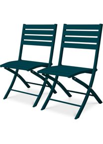Citygarden - marius - Lot de 2 chaises de jardin en aluminium bleu canard - city garden - Bleu canard