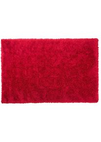 Tapis Shaggy Poil Long Rouge en Polyester et Coton pour Chambre ou Salon au Style Scandinave 140 x 200 cm Beliani Rouge