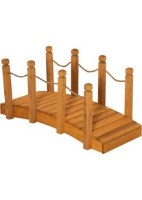 Outsunny Pont de jardin - pont de bassin - passerelle en bois avec balustrade - dim. 121L x 57,5l x 59H cm - bois de sapin pré-huilé - Orange