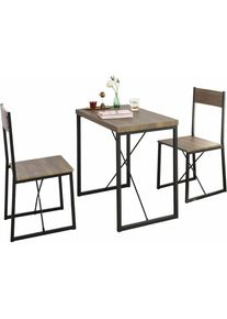 Set de 1 Table + 2 Chaises Table à Manger Table de Cuisine Ensemble Table de Balcon + 2 tabourets avec Dossier mobilier de Jardin sobuy OGT19-N