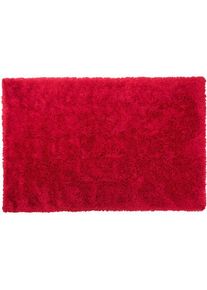 Tapis Shaggy Poil Long Rouge en Polyester et Coton pour Chambre ou Salon au Style Scandinave 200 x 300 cm Beliani Rouge