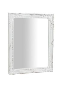 Biscottini Miroir de maquillage mural salle de bain Miroir vertical/horizontal avec cadre rectangulaire en bois blanc à suspendre Shabby