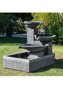 Wanda Collection - Fontaine de jardin à débordement bassin 3 vasques noire grise - Noir