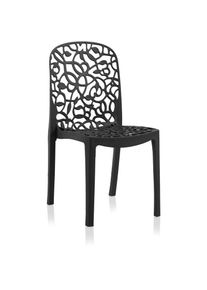 Pegane - Lot de 6 chaises de jardin empilables en résine coloris anthracite - Longueur 47 x Profondeur 50 x Hauteur 87 cm
