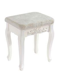 Tabouret de Coiffeuse 37x30x50cm. Vintage Rembourré. Chaise de Maquillage et de Chambre. Style Baroque.Blanc Crème - WOLTU