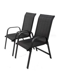 HABITAT ET JARDIN Lot de 2 fauteuils de jardin Porto alu/textilène - Noir - Structure et textilène : Noir.