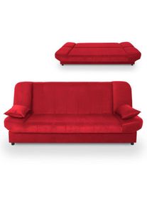 Mobilier Deco - maddy - Banquette clic clac convertible en tissu rouge - Rouge