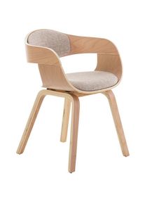 Chaise de bureau sans roulettes visiteur en tissu et bois design retro et confort maximal naturel et crème - crèmem
