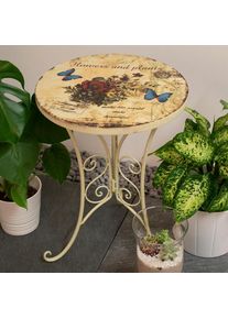 etc-shop Table bistro déco côté jardin mobilier d'extérieur look shabby fleurs papillon