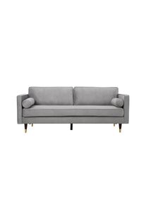 Canapé droit design vintage 3 places en velours gris clair nalha - grey