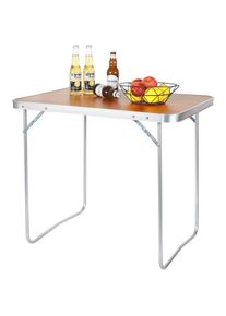 Table de Camping Pique-Nique Pliante - Table de jardin en Aluminium et mdf - 80x60.5x70cm - Chêne - WOLTU
