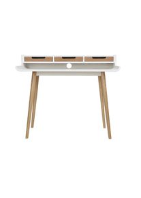 Miliboo - Bureau avec rangements scandinave bois clair et blanc L110 cm opus