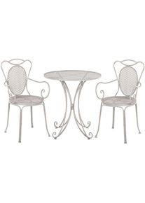 Set de Jardin ou Terrasse Type Bistro 2 Chaises et Petite Table Assortie en Métal Gris Design Classique et Romantique Beliani Gris