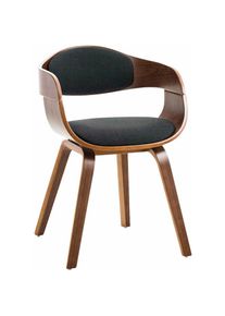 Décoshop26 - Chaise de bureau sans roulettes visiteur en tissu et bois design retro et confort maximal noyer noir - noir